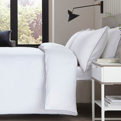 Pair of Cambridge Pillowcases - 200 TC - Cotton - White/Grey - DUSK
