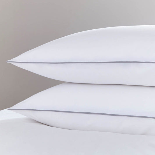 Pair of Cambridge Pillowcases - 200 TC - Cotton - White/Grey - DUSK