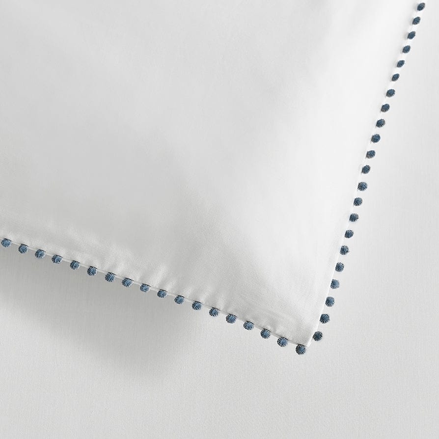 Pair of Girona Pillowcases - 200 TC - Cotton - White/Blue Grey - DUSK
