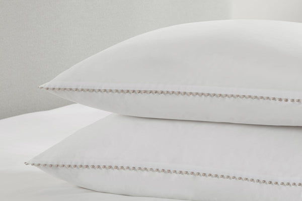 Pair Of Girona Pillowcases - 200 TC - Cotton - White/Natural - DUSK