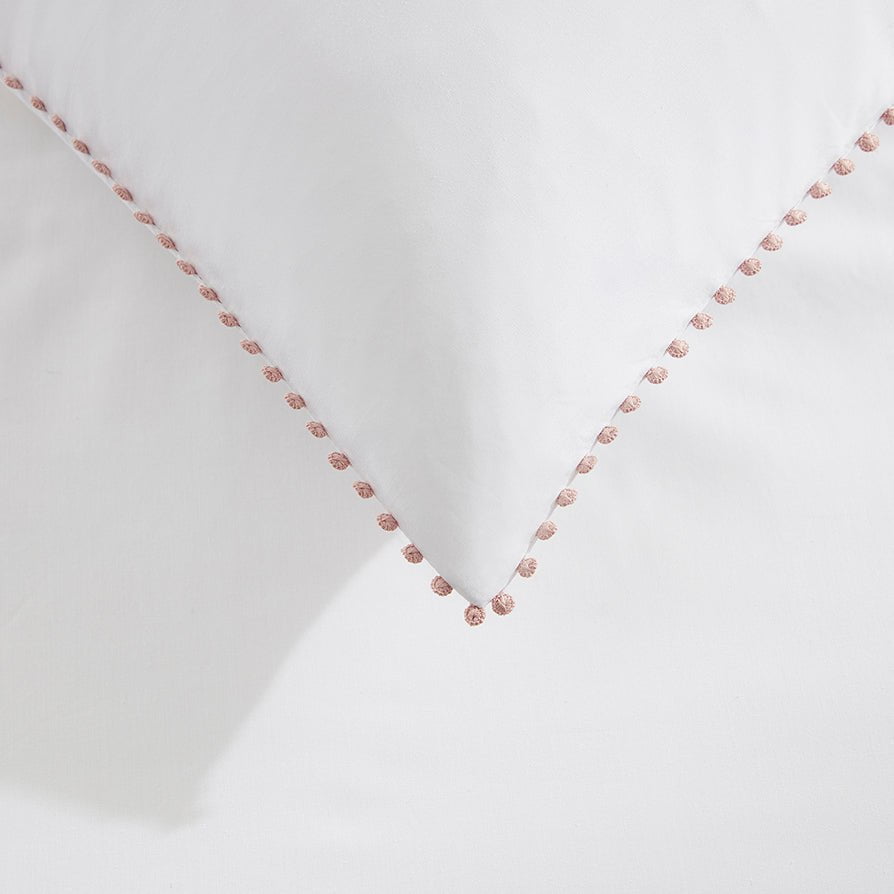 Pair of Girona Pillowcases - 200 TC - Cotton - White/Pink - DUSK