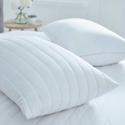 Pair of Luxury Quilted 100% Cotton Pillow Protectors - DUSK