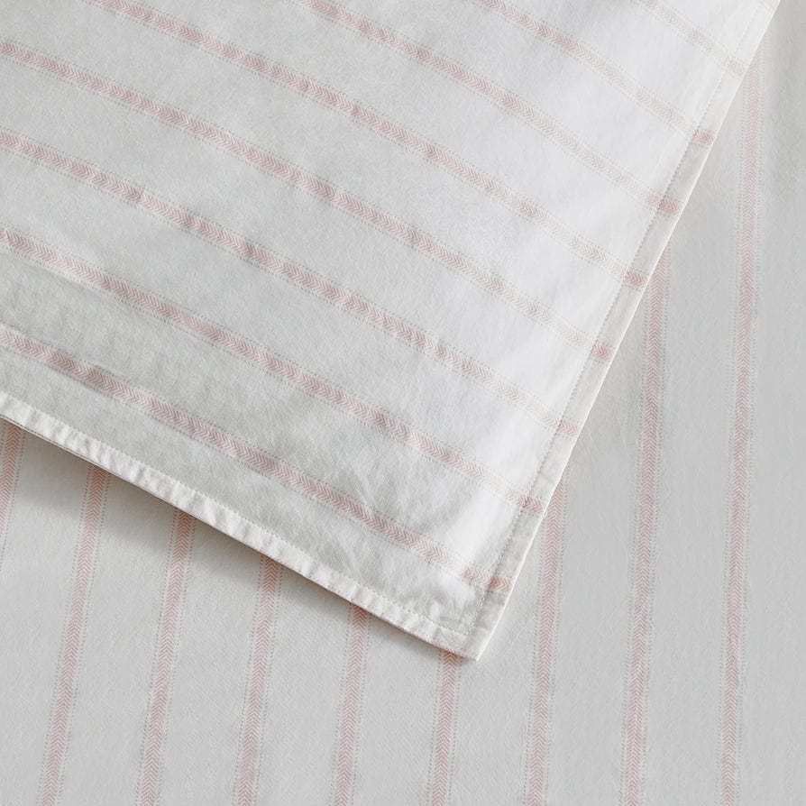 Pair of Milos Pillowcases – 200 TC – Washed Cotton - Chevron Striped – Pink - DUSK