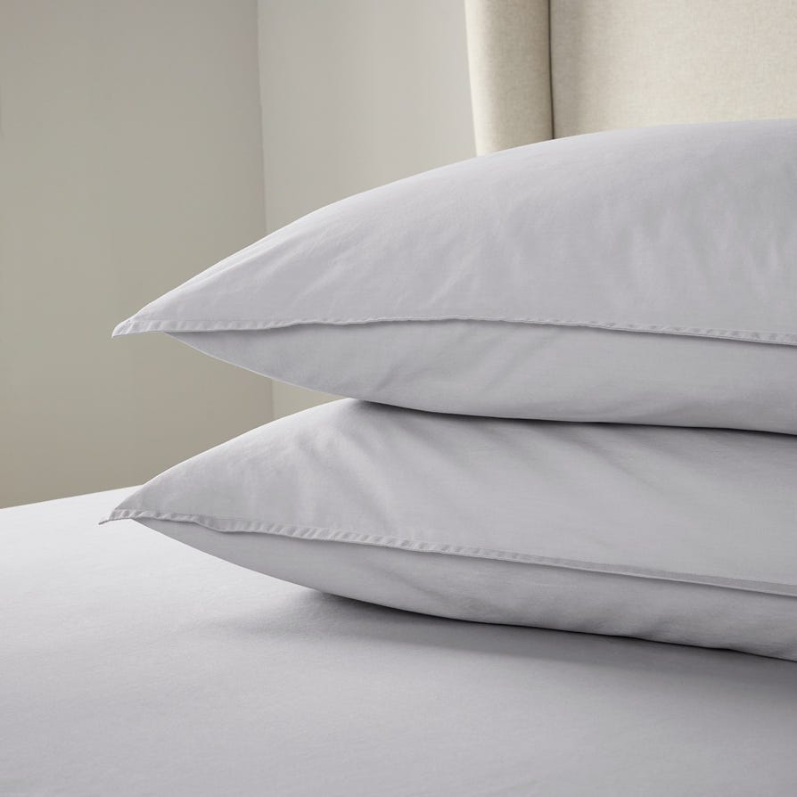 Pair of Pillowcases - 200 TC - Washed Cotton - Light Grey - DUSK
