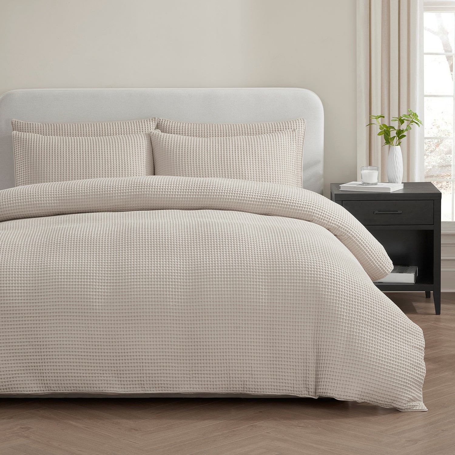 Pair of Portofino Waffle Pillowcases - 200 TC - Cotton - Natural – DUSK