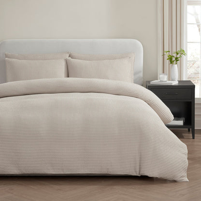 Pair of Portofino Waffle Pillowcases - 200 TC - Cotton - Natural - DUSK