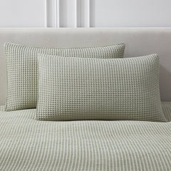 Pair of Portofino Waffle Pillowcases - 200 TC - Cotton - Sage Green - DUSK
