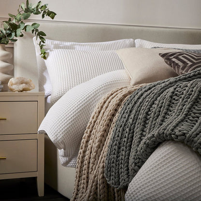 Pair of Portofino Waffle Pillowcases - 200 TC - Cotton - White - DUSK