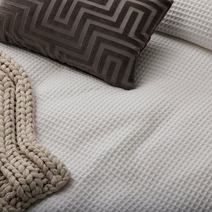 Pair of Portofino Waffle Pillowcases - 200 TC - Cotton - White - DUSK