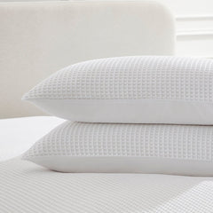 Pair of Portofino Waffle Pillowcases - 200 TC - Cotton - White - DUSK