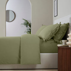 Pair Of Ravello Classic Pillowcases - Linen/Cotton - Olive - DUSK