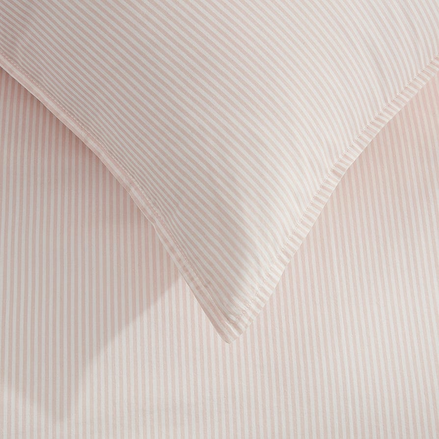 Pair of Rio Pillowcases - 200 TC - Washed Cotton - Pink/Stripe - DUSK