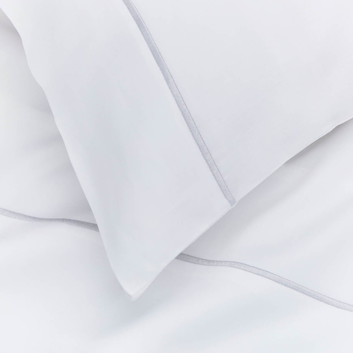 Pair of Single Row Classic Pillowcases - Super King - 400 Thread Count - Grey - DUSK