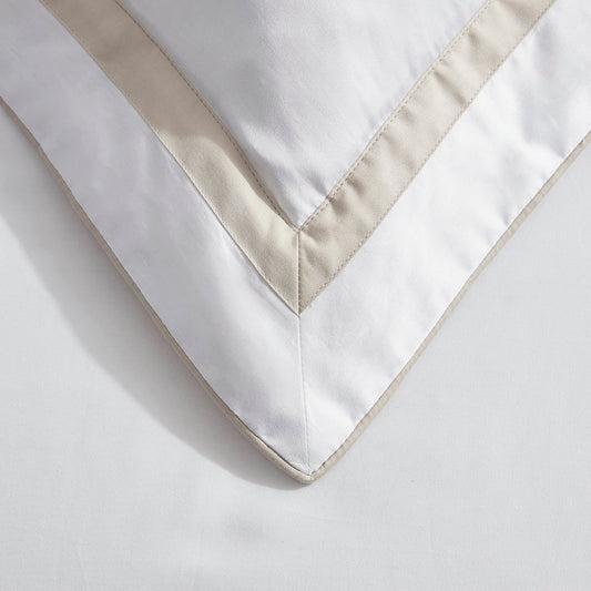 Pair of Sorrento Double Contrast Edge Oxford Pillowcases - 400 TC - Cotton - Natural - DUSK