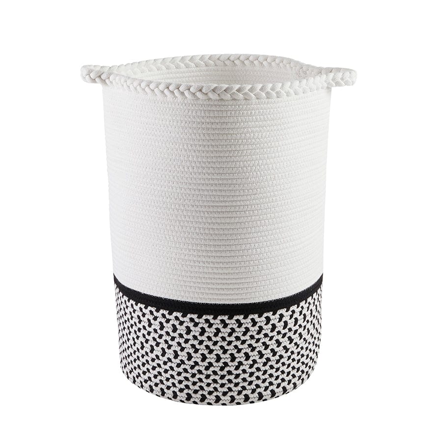 Plait Rope Storage Basket - Off White/Black - DUSK