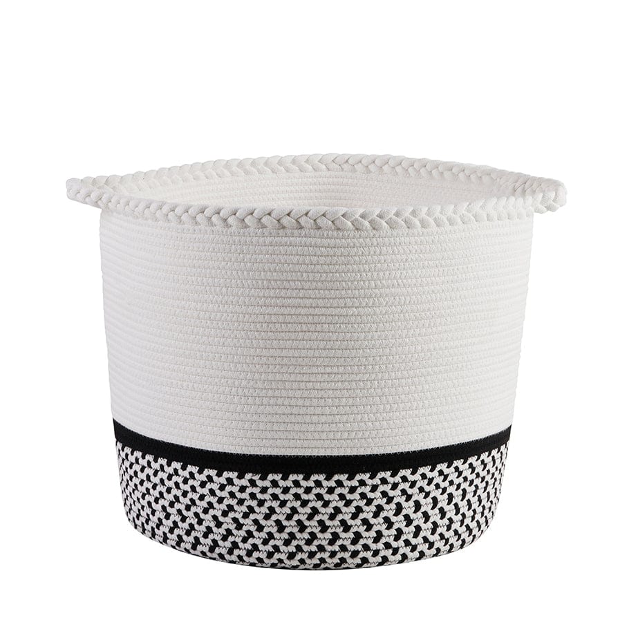 Plait Rope Storage Basket - Off White/Black - DUSK