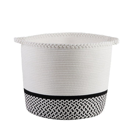 Plait Rope Storage Basket - Off White/Black - DUSK