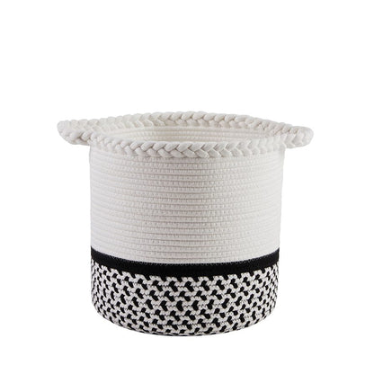 Plait Rope Storage Basket - Off White/Black - DUSK