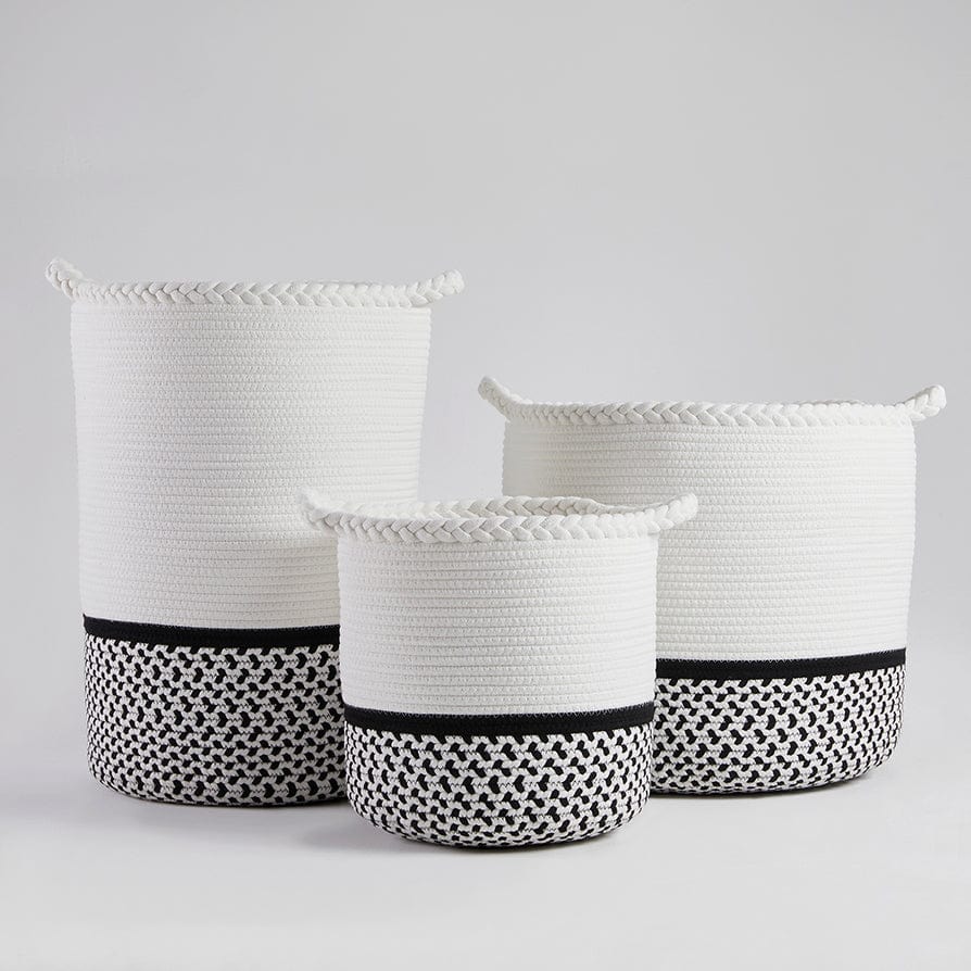 Plait Rope Storage Basket - Off White/Black - DUSK