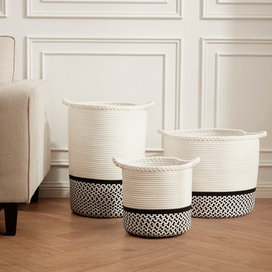 Plait Rope Storage Basket - Off White/Black – DUSK
