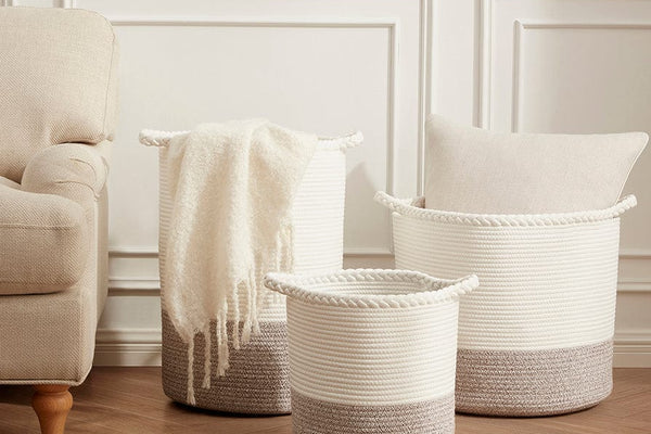 Plait Rope Storage Basket - Off White/Natural - DUSK