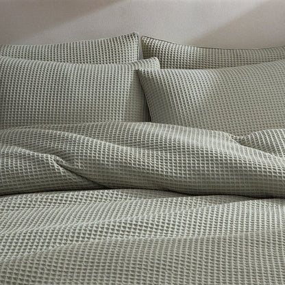 Portofino Waffle Duvet Cover - 200 TC - Cotton - Sage Green - DUSK