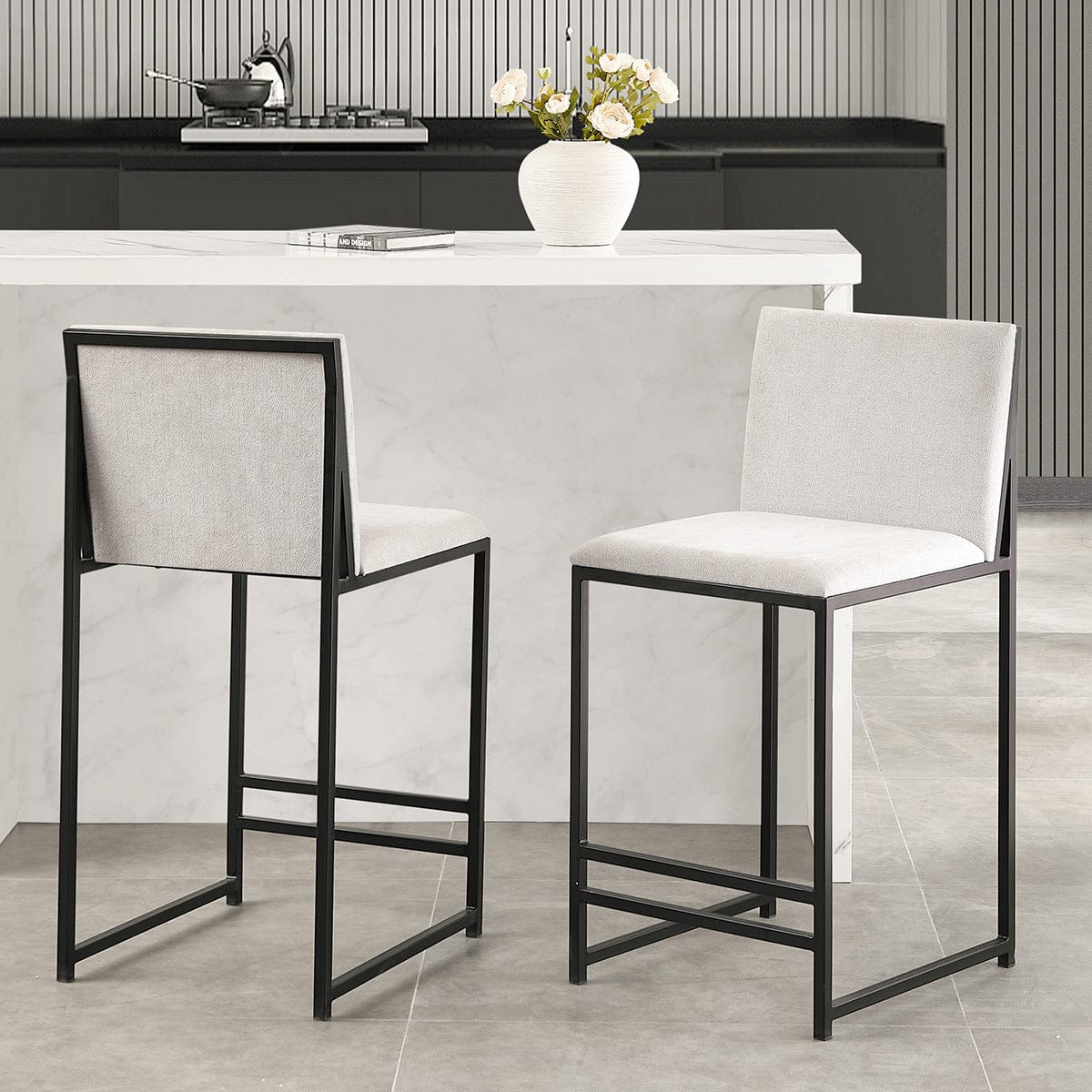 Rae Set Of 2 Barstools - Chenille - Light Natural - DUSK