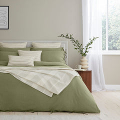 Pair Of Ravello Classic Pillowcases - Linen/Cotton - Olive