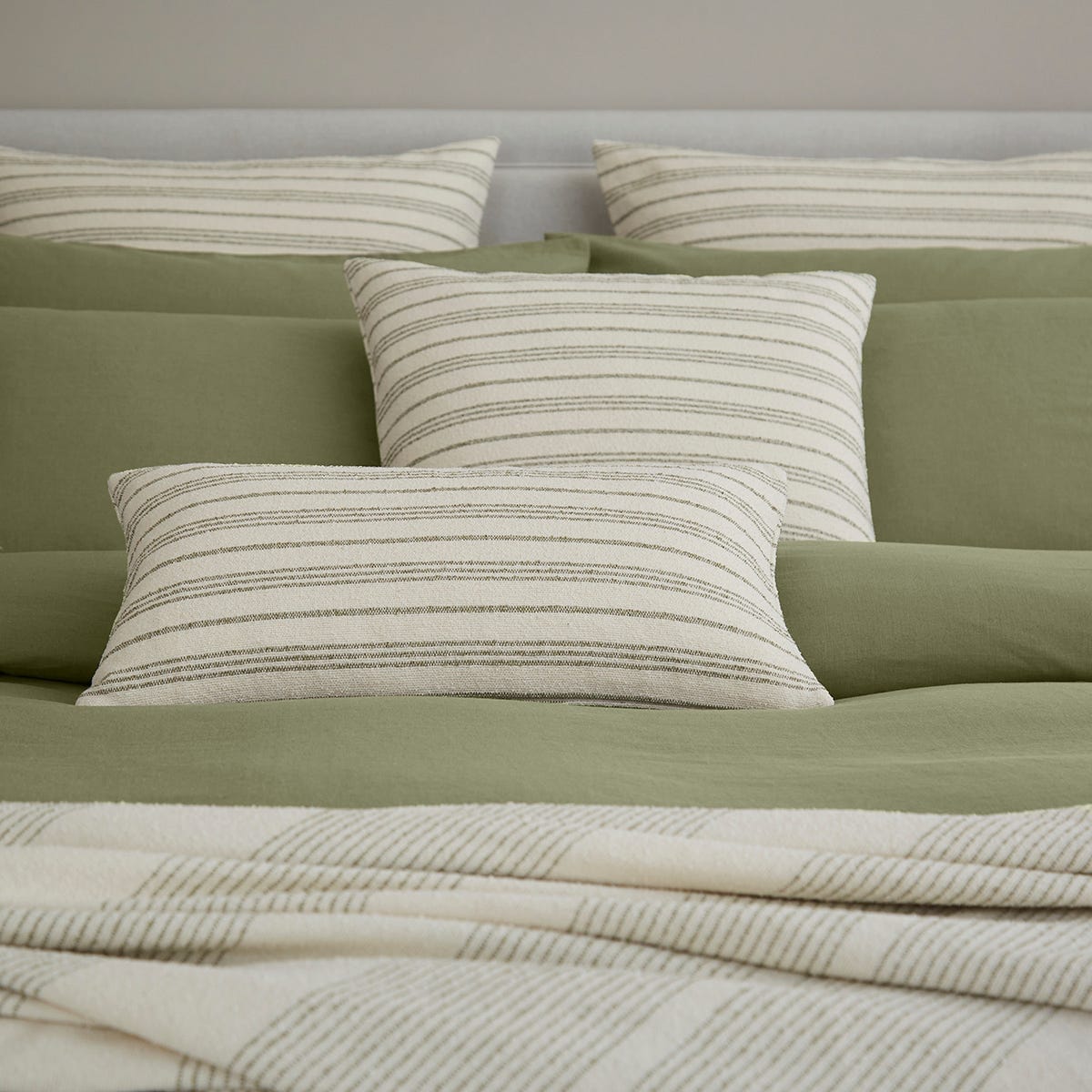 Relaxed Stripe Cushion Cover - Olive - DUSK