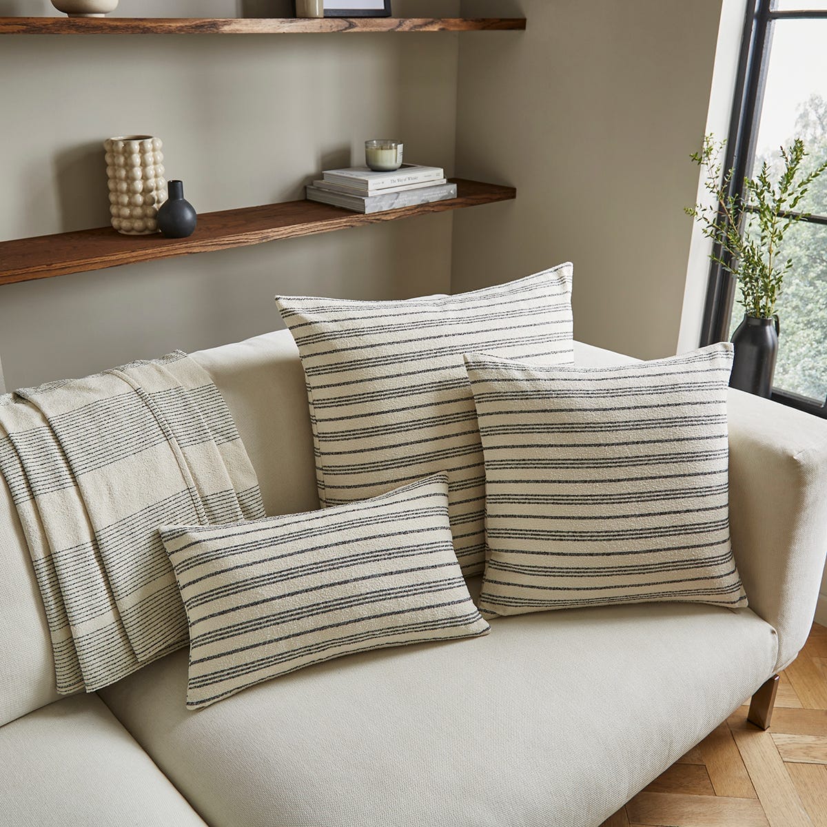 Relaxed Stripe Sofa Cushion Cover - Charcoal - DUSK