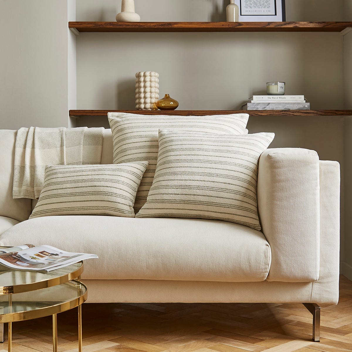 Relaxed Stripe Sofa Cushion Cover - Olive - DUSK