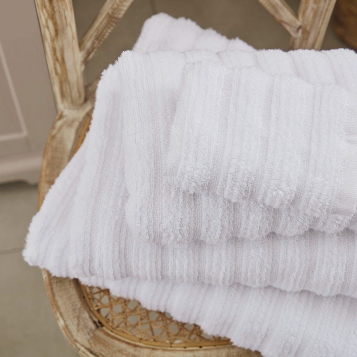 Ribbed Cotton Towel Collection - White - DUSK