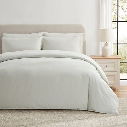 Rio Duvet Cover - 200 TC - Washed Cotton - Sage Stripe - DUSK