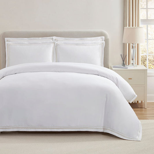 Rome 300 Thread Count Duvet Cover & Pillowcase Set - Natural - DUSK