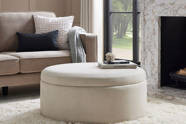 Round Storage Pouffe - Warm Natural - DUSK