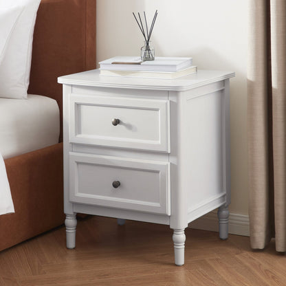 Ruby 2 Drawer Bedside Table - Washed Stone - DUSK