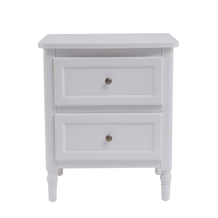 Ruby 2 Drawer Bedside Table - Washed Stone - DUSK