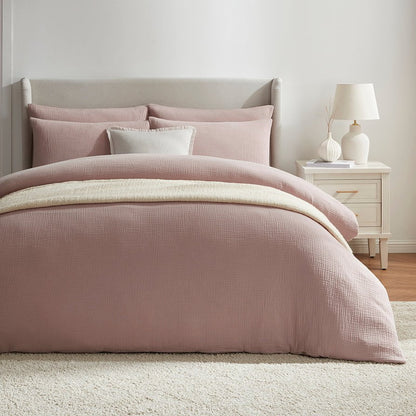 Santorini Muslin Duvet Cover & Pillowcase Set - Blush Pink - DUSK