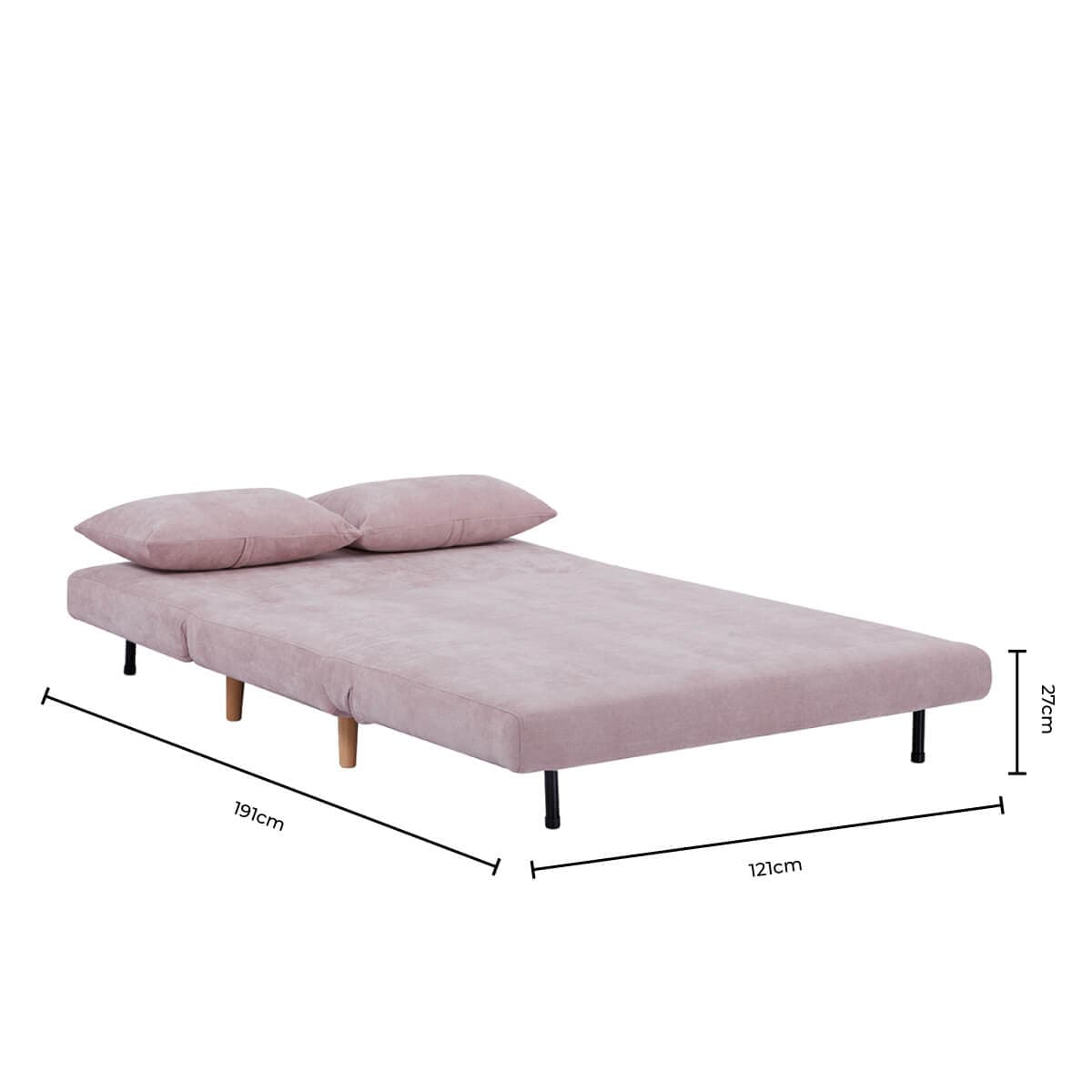 Seattle Double Click Clack Sofa Bed - Pale Pink - DUSK