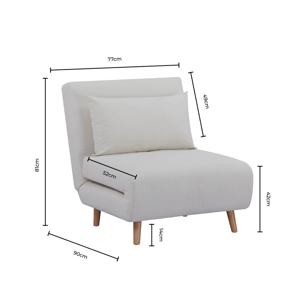 Seattle Single Click Clack Sofa Bed - Warm Natural - DUSK