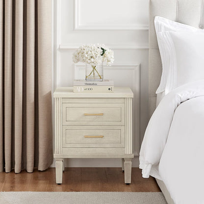 Sienna 2 Drawer Bedside Table - Natural/Gold - DUSK