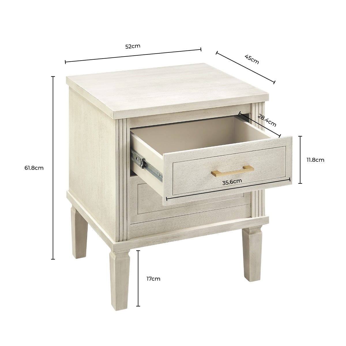 Sienna 2 Drawer Bedside Table - Natural/Gold - DUSK