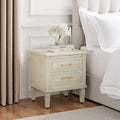 Sienna 2 Drawer Bedside Table - Natural/Gold - DUSK