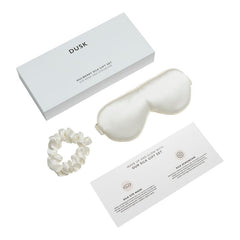 Silk Eye Mask & Scrunchie Set - Off White - DUSK