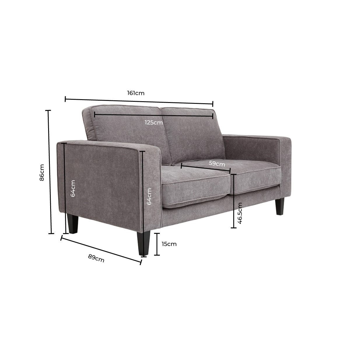 Soho 2 Seater Sofa - Grey - DUSK