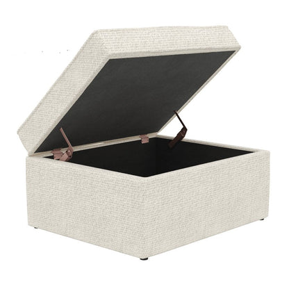 Soho Bouclé Ottoman Storage Pouffe - Ivory - DUSK