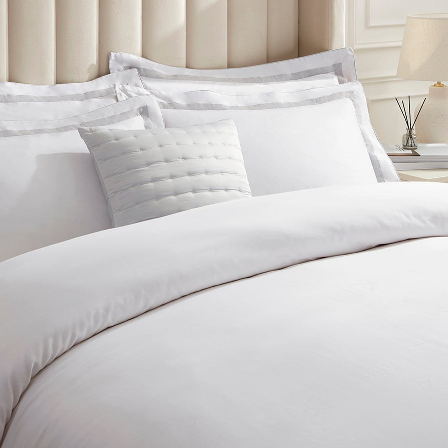 Sorrento Duvet Cover - Double Contrast Edge - Silver - DUSK