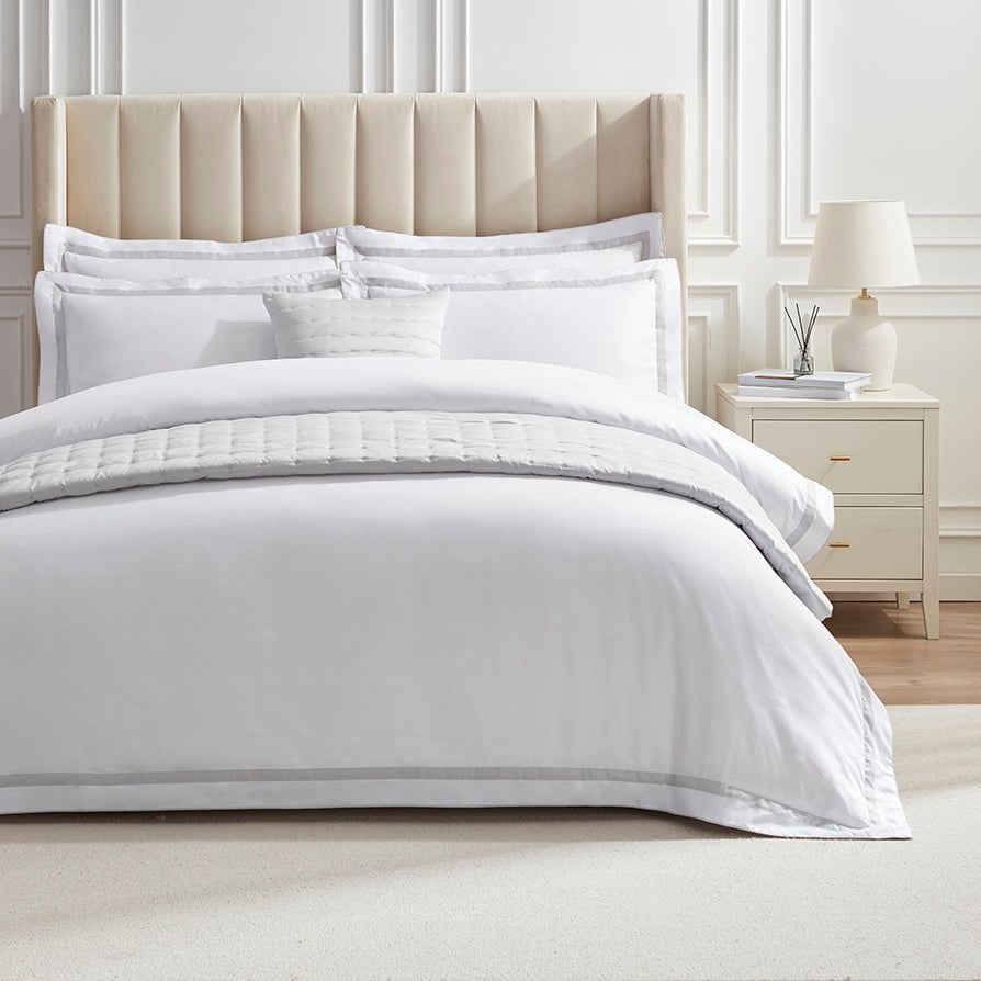 Sorrento Duvet Cover - Double Contrast Edge - Silver - DUSK