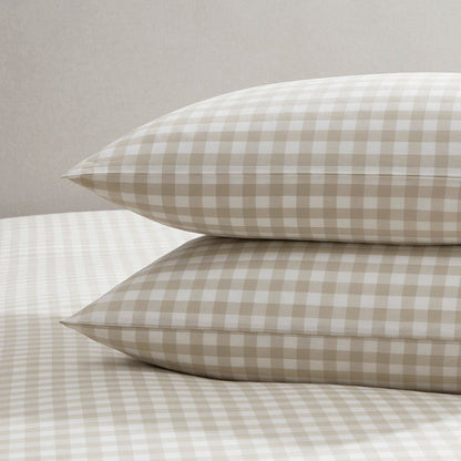 Tuscany Gingham Duvet Cover & Pillowcase Set - Natural - DUSK