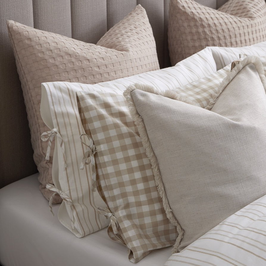 Tuscany Gingham Duvet Cover & Pillowcase Set - Natural - DUSK